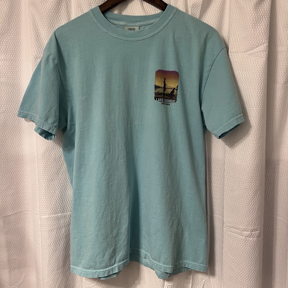 Lake Monroe Indiana Comfort Colors Large Seafoam Tee T-shirt Paddle board‎ GC - Picture 3 of 7